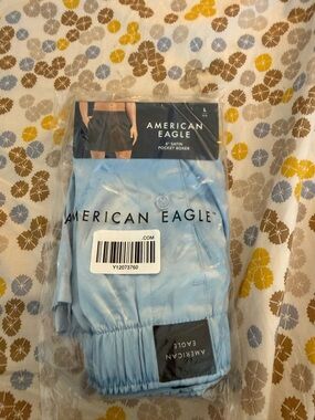 American Eagle Men's Light Blue Satin Pocket Boxer